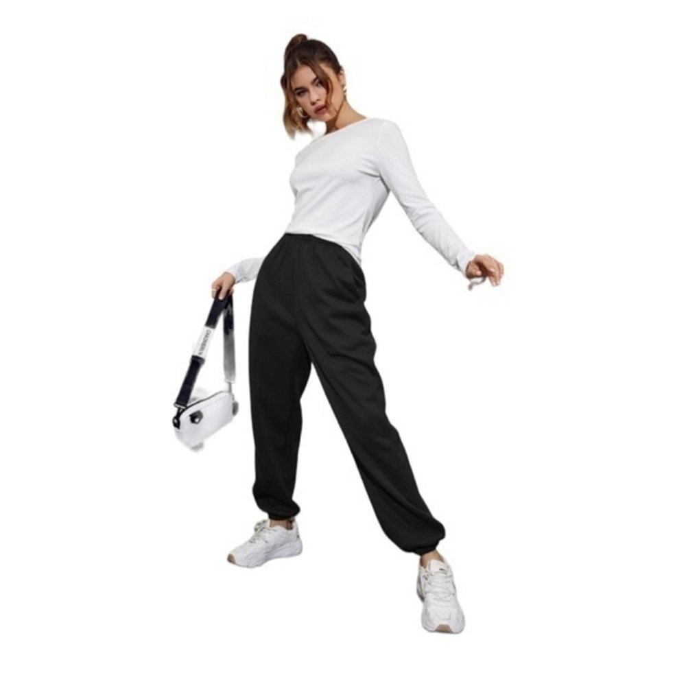 Shein Curve Black Elastic Waist w/ Pocket Sweatpants Size 1XL EUC #6304